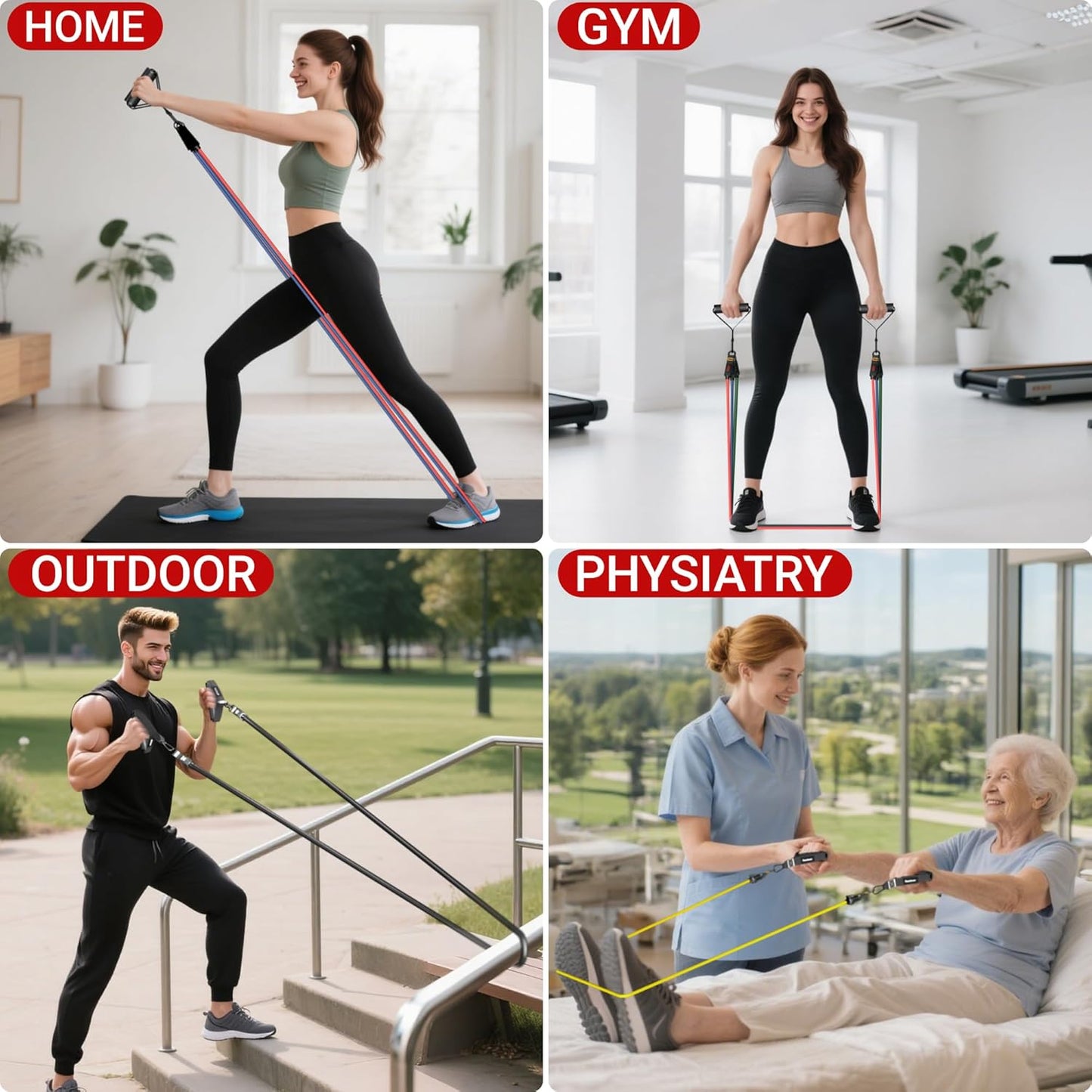 Resistance Bands, Exercise Bands for Working Out, Work Out Bands with Handles for Men and Women for Indoor and Outdoor Sports