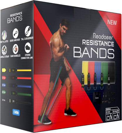 Resistance Bands, Exercise Bands for Working Out, Work Out Bands with Handles for Men and Women for Indoor and Outdoor Sports