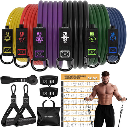 Resistance Bands, Exercise Bands for Working Out, Work Out Bands with Handles for Men and Women for Indoor and Outdoor Sports
