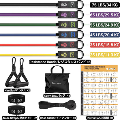 Resistance Bands, Exercise Bands for Working Out, Work Out Bands with Handles for Men and Women for Indoor and Outdoor Sports