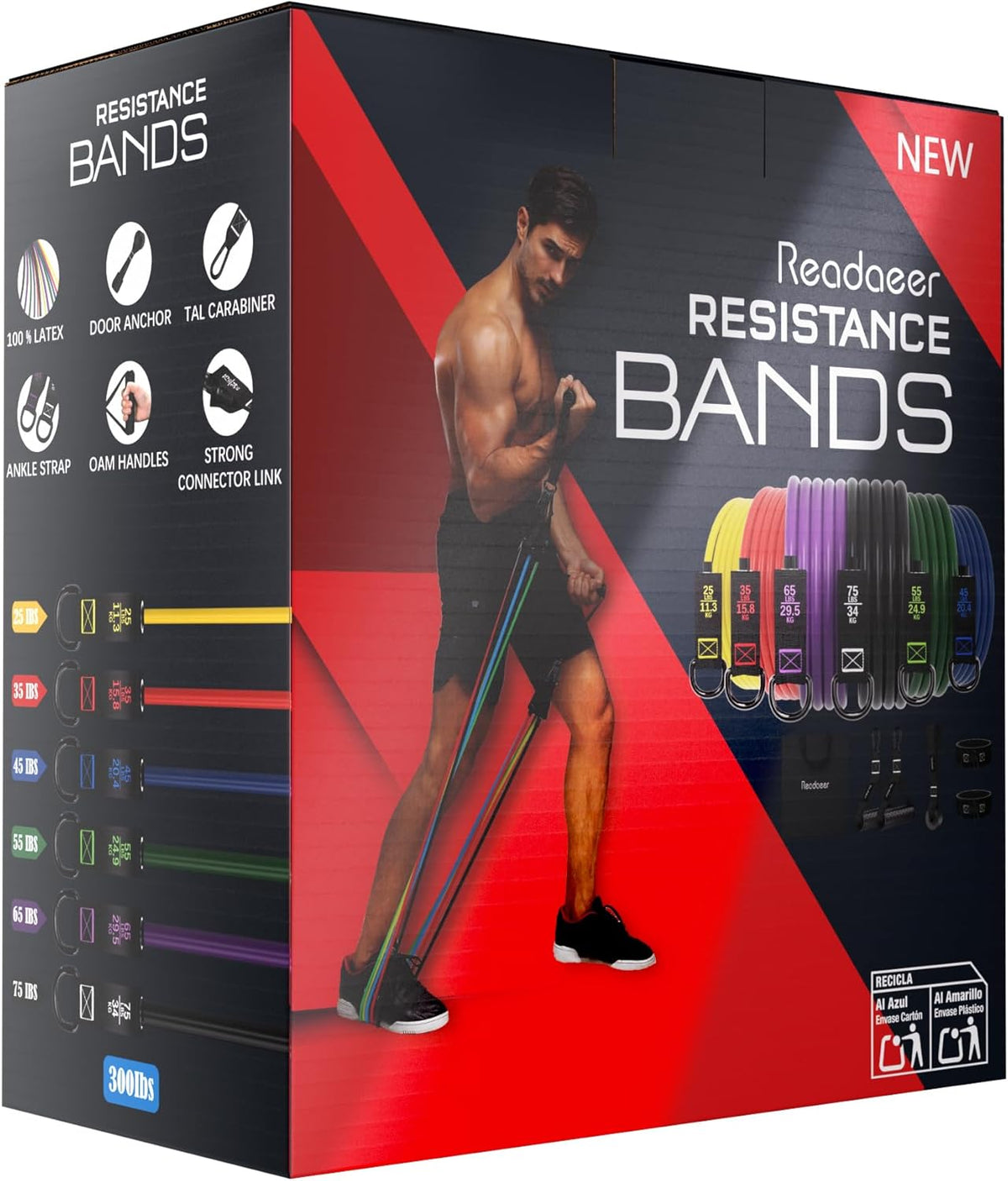 Resistance Bands, Exercise Bands for Working Out, Work Out Bands with Handles for Men and Women for Indoor and Outdoor Sports