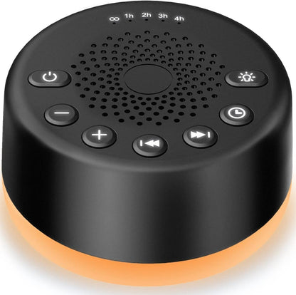 Sound Machine White Noise Machine with 25 Soothing Sounds and Night Lights with Memory Function 32 Levels of Volume and 5 Sleep Timer Powered by AC or USB for Sleeping Relaxation (White)