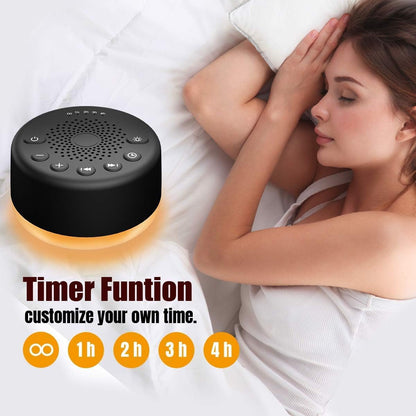 Sound Machine White Noise Machine with 25 Soothing Sounds and Night Lights with Memory Function 32 Levels of Volume and 5 Sleep Timer Powered by AC or USB for Sleeping Relaxation (White)
