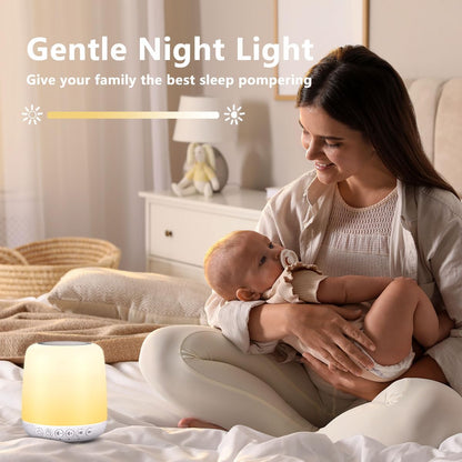 Sound Machine White Noise Machine with 25 Soothing Sounds and Night Lights with Memory Function 32 Levels of Volume and 5 Sleep Timer Powered by AC or USB for Sleeping Relaxation (White)
