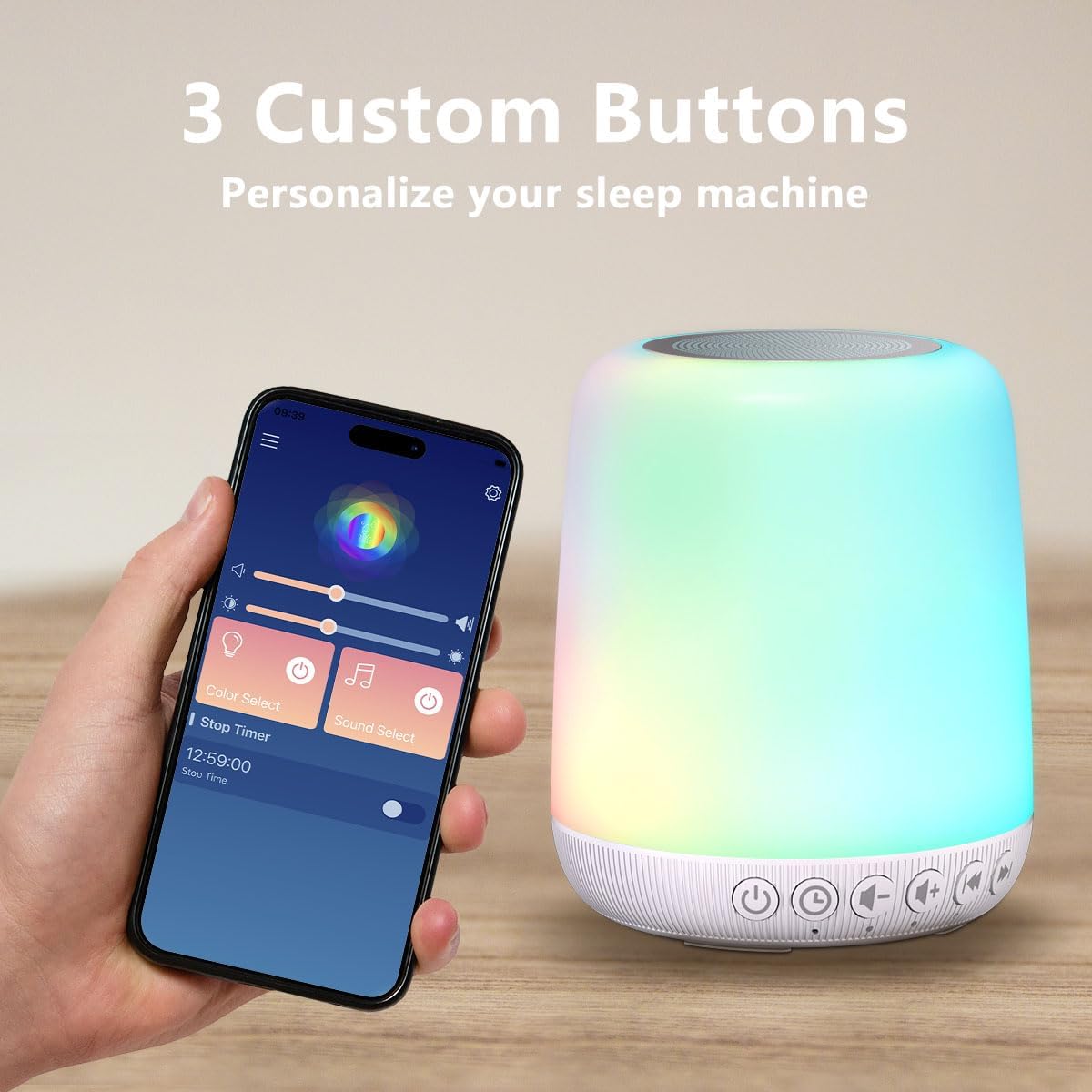 Sound Machine White Noise Machine with 25 Soothing Sounds and Night Lights with Memory Function 32 Levels of Volume and 5 Sleep Timer Powered by AC or USB for Sleeping Relaxation (White)