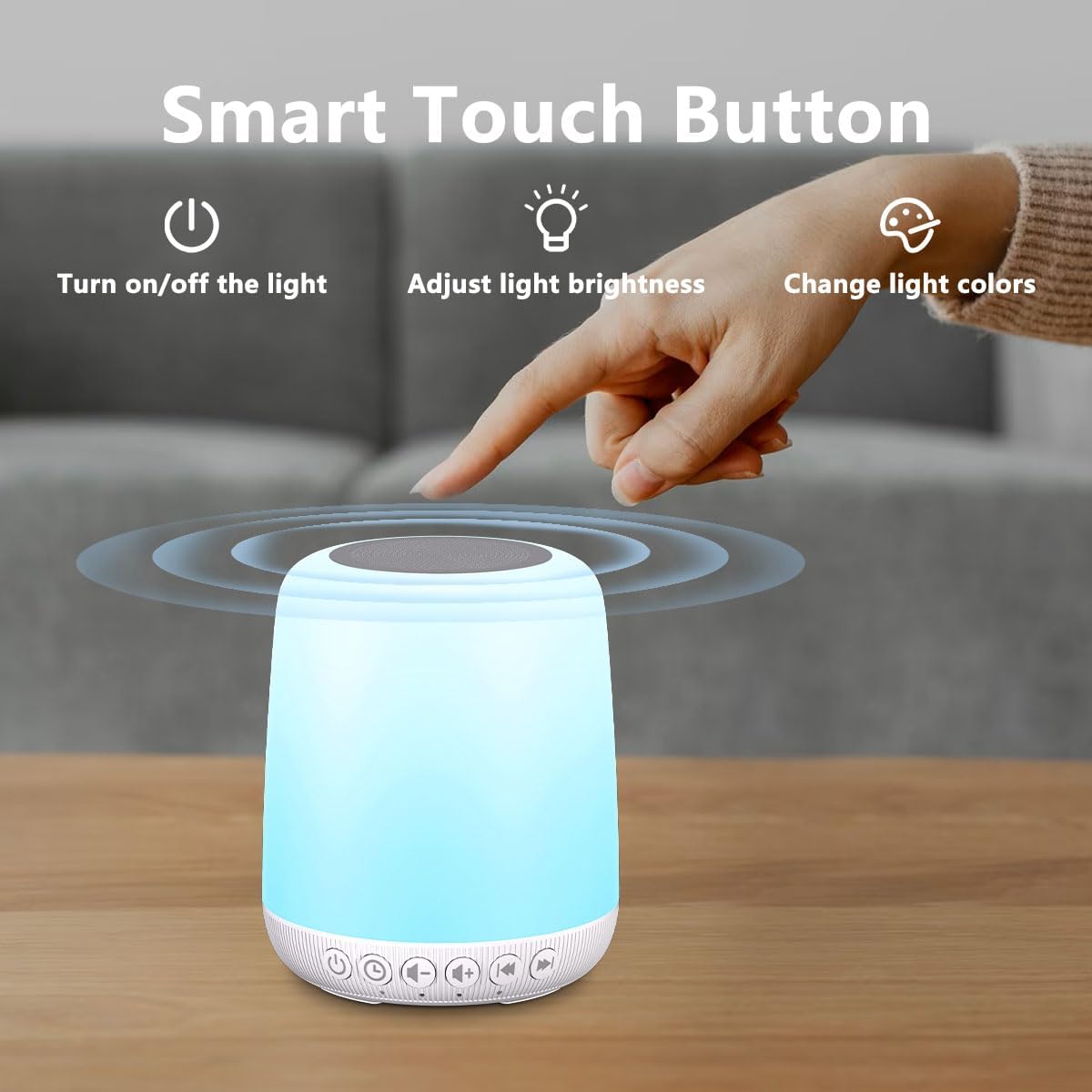 Sound Machine White Noise Machine with 25 Soothing Sounds and Night Lights with Memory Function 32 Levels of Volume and 5 Sleep Timer Powered by AC or USB for Sleeping Relaxation (White)