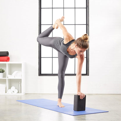 Non-Slip Yoga Blocks, Set of 2, Deepen Poses, 4" x 9" x 6", Black