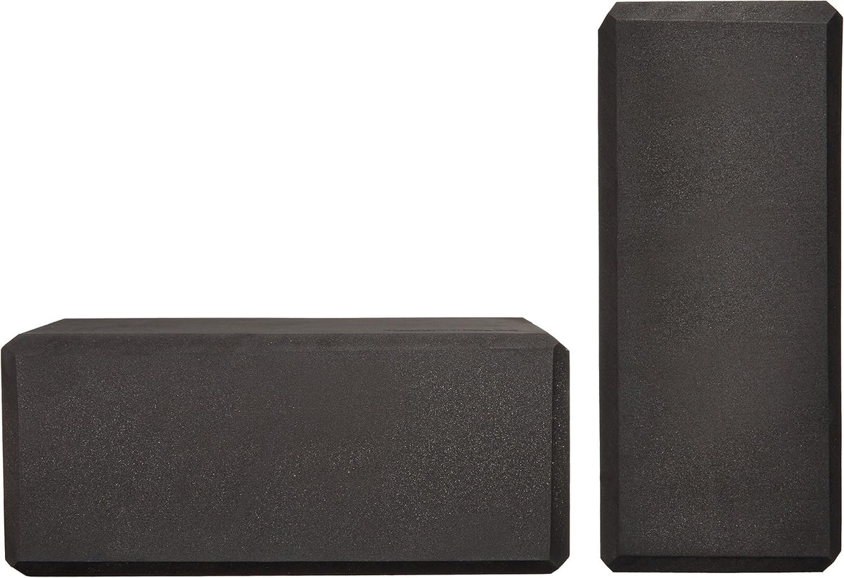 Non-Slip Yoga Blocks, Set of 2, Deepen Poses, 4" x 9" x 6", Black