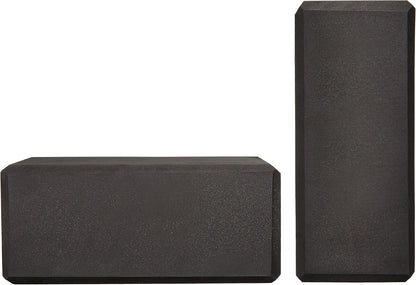 Non-Slip Yoga Blocks, Set of 2, Deepen Poses, 4" x 9" x 6", Black