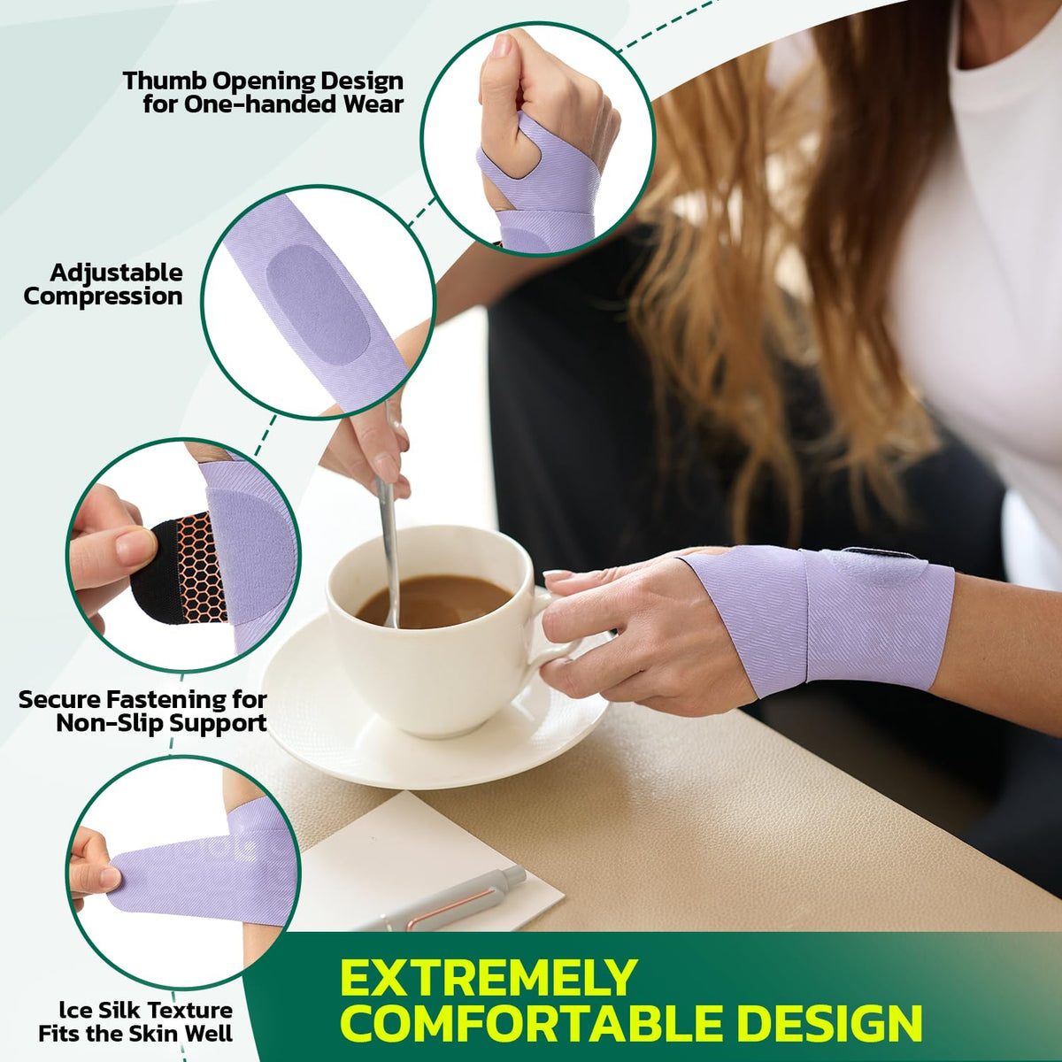 Adjustable Wrist Brace for Pain Relief, Carpal Tunnel & Tendonitis Support – Ergonomic Compression, Breathable & Anti-Slip Design, Fits Left & Right Hand, Ideal for Sports, Gaming & Office Use Purple