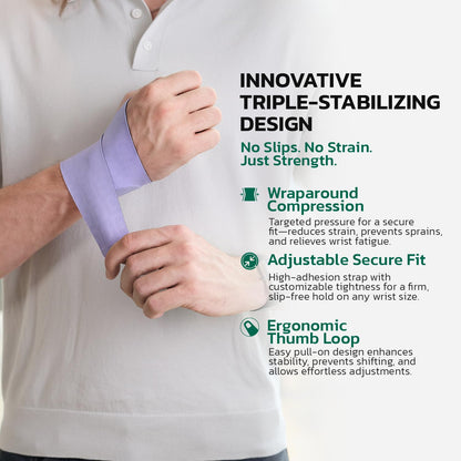 Adjustable Wrist Brace for Pain Relief, Carpal Tunnel & Tendonitis Support – Ergonomic Compression, Breathable & Anti-Slip Design, Fits Left & Right Hand, Ideal for Sports, Gaming & Office Use Purple