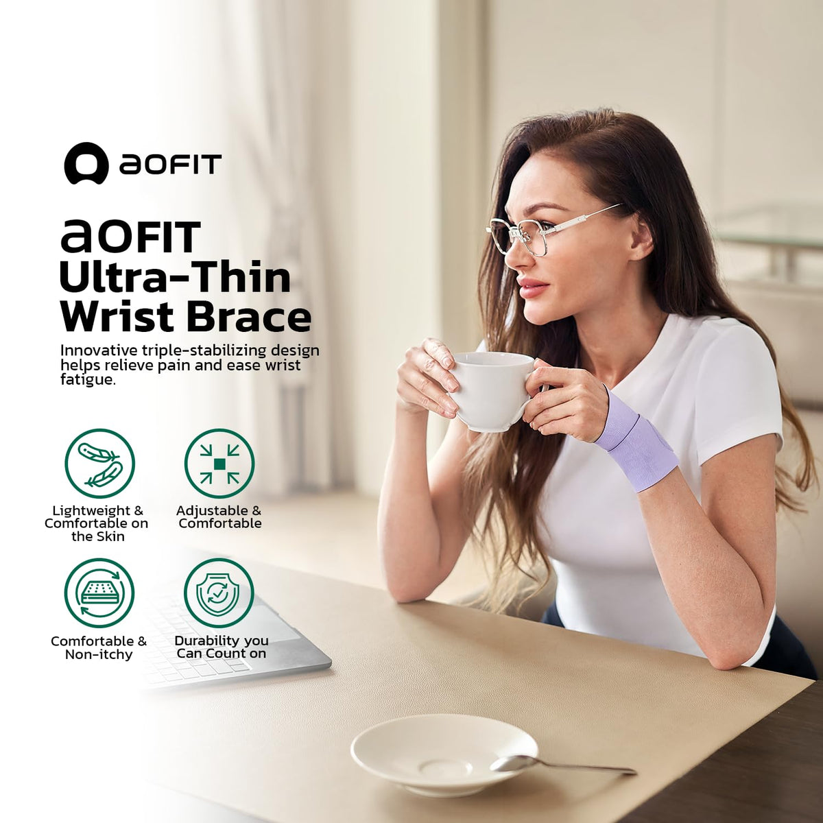 Adjustable Wrist Brace for Pain Relief, Carpal Tunnel & Tendonitis Support – Ergonomic Compression, Breathable & Anti-Slip Design, Fits Left & Right Hand, Ideal for Sports, Gaming & Office Use Purple
