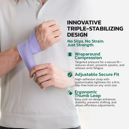 Adjustable Wrist Brace for Pain Relief, Carpal Tunnel & Tendonitis Support – Ergonomic Compression, Breathable & Anti-Slip Design, Fits Left & Right Hand, Ideal for Sports, Gaming & Office Use Purple
