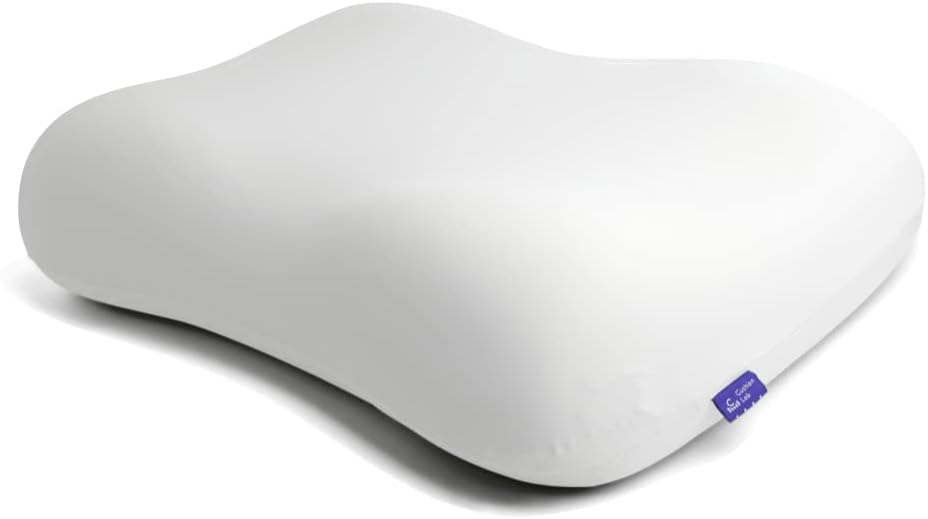 C Deep Sleep Pillow, Patented Ergonomic Contour Design for Side & Back Sleepers, Orthopedic Cervical Shape Gently Cradles Head & Provides Neck Support & Shoulder Pain Relief - Calm Grey