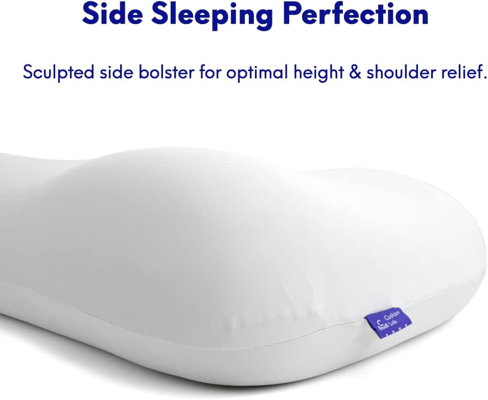 C Deep Sleep Pillow, Patented Ergonomic Contour Design for Side & Back Sleepers, Orthopedic Cervical Shape Gently Cradles Head & Provides Neck Support & Shoulder Pain Relief - Calm Grey