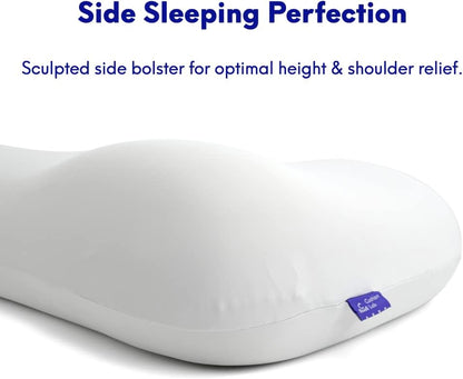 C Deep Sleep Pillow, Patented Ergonomic Contour Design for Side & Back Sleepers, Orthopedic Cervical Shape Gently Cradles Head & Provides Neck Support & Shoulder Pain Relief - Calm Grey