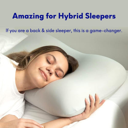 C Deep Sleep Pillow, Patented Ergonomic Contour Design for Side & Back Sleepers, Orthopedic Cervical Shape Gently Cradles Head & Provides Neck Support & Shoulder Pain Relief - Calm Grey