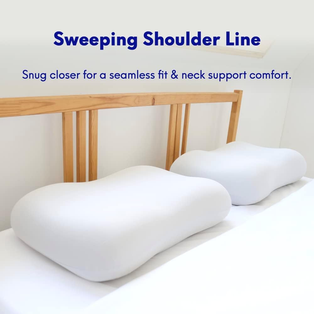 C Deep Sleep Pillow, Patented Ergonomic Contour Design for Side & Back Sleepers, Orthopedic Cervical Shape Gently Cradles Head & Provides Neck Support & Shoulder Pain Relief - Calm Grey