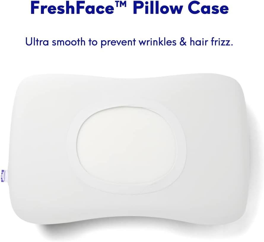 C Deep Sleep Pillow, Patented Ergonomic Contour Design for Side & Back Sleepers, Orthopedic Cervical Shape Gently Cradles Head & Provides Neck Support & Shoulder Pain Relief - Calm Grey