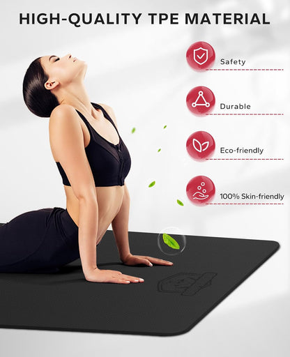 HAPBEAR Extra Large Yoga Mat - 72"x48"x6mm (1/4 inch), Non-Slip, Durable, Thick Wide Exercise Mat for Home Workouts, Yoga, Pilates, Stretching and Cardio Workouts