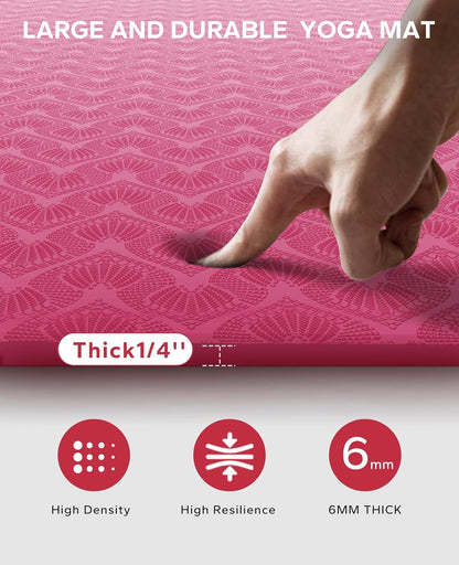 HAPBEAR Extra Large Yoga Mat - 72"x48"x6mm (1/4 inch), Non-Slip, Durable, Thick Wide Exercise Mat for Home Workouts, Yoga, Pilates, Stretching and Cardio Workouts