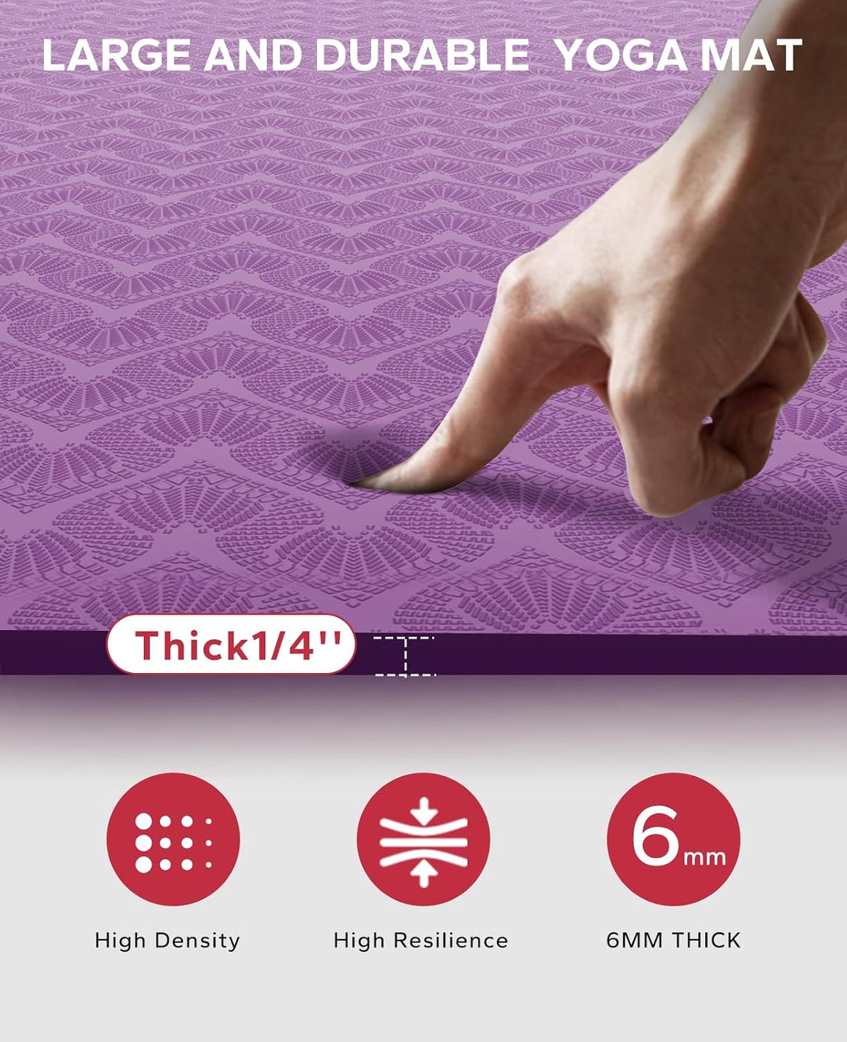 HAPBEAR Extra Large Yoga Mat - 72"x48"x6mm (1/4 inch), Non-Slip, Durable, Thick Wide Exercise Mat for Home Workouts, Yoga, Pilates, Stretching and Cardio Workouts