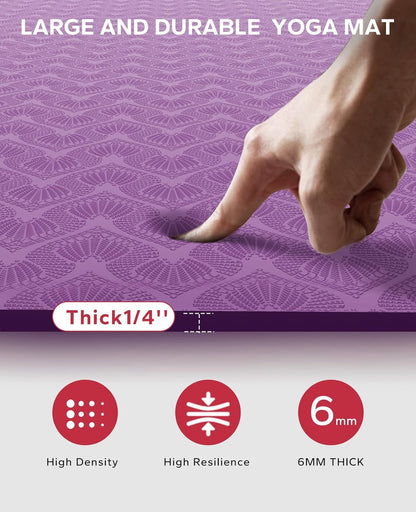 HAPBEAR Extra Large Yoga Mat - 72"x48"x6mm (1/4 inch), Non-Slip, Durable, Thick Wide Exercise Mat for Home Workouts, Yoga, Pilates, Stretching and Cardio Workouts