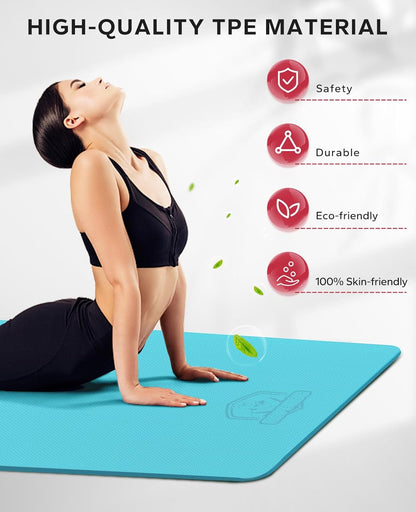 HAPBEAR Extra Large Yoga Mat - 72"x48"x6mm (1/4 inch), Non-Slip, Durable, Thick Wide Exercise Mat for Home Workouts, Yoga, Pilates, Stretching and Cardio Workouts