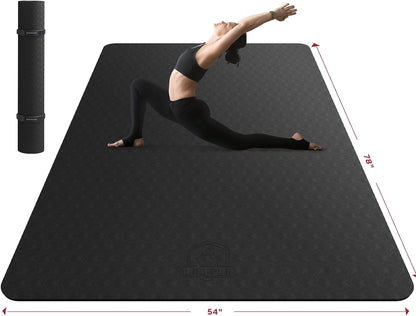 HAPBEAR Extra Large Yoga Mat - 72"x48"x6mm (1/4 inch), Non-Slip, Durable, Thick Wide Exercise Mat for Home Workouts, Yoga, Pilates, Stretching and Cardio Workouts
