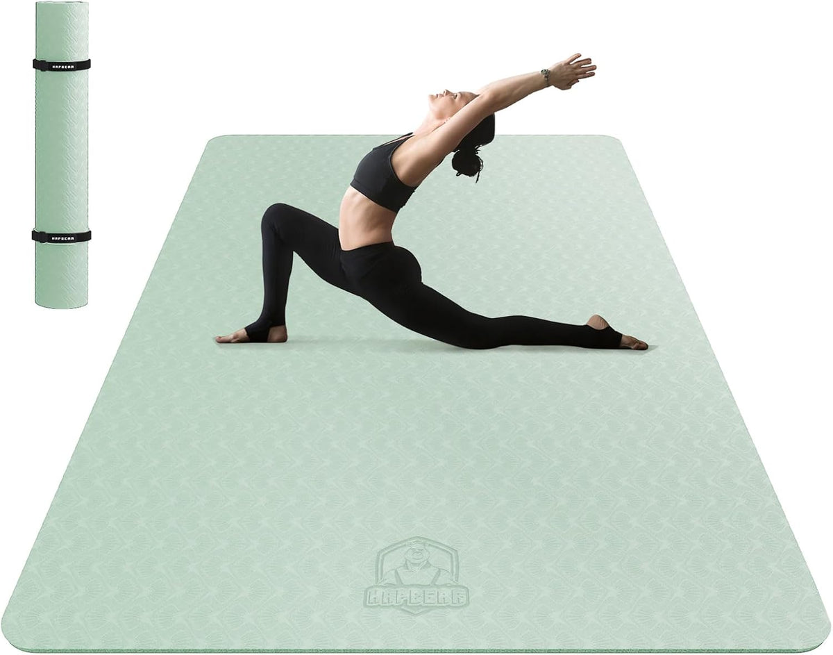 HAPBEAR Extra Large Yoga Mat - 72"x48"x6mm (1/4 inch), Non-Slip, Durable, Thick Wide Exercise Mat for Home Workouts, Yoga, Pilates, Stretching and Cardio Workouts