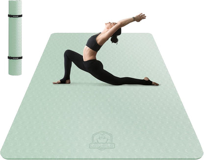 HAPBEAR Extra Large Yoga Mat - 72"x48"x6mm (1/4 inch), Non-Slip, Durable, Thick Wide Exercise Mat for Home Workouts, Yoga, Pilates, Stretching and Cardio Workouts
