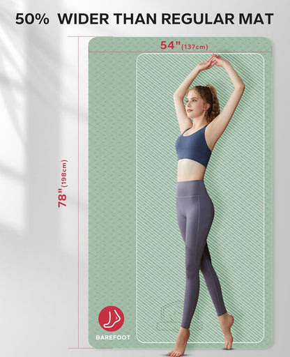 HAPBEAR Extra Large Yoga Mat - 72"x48"x6mm (1/4 inch), Non-Slip, Durable, Thick Wide Exercise Mat for Home Workouts, Yoga, Pilates, Stretching and Cardio Workouts