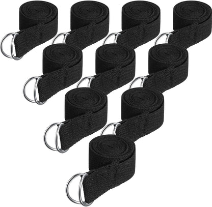 Yoga Strap for Stretching Bulk 6ft Exercise Stretch Band with Metal D Ring Adjustable Pilates Non Elastic Yoga Belt for Women Men Physical Fitness Gym Workout Dance
