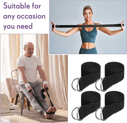 Yoga Strap for Stretching Bulk 6ft Exercise Stretch Band with Metal D Ring Adjustable Pilates Non Elastic Yoga Belt for Women Men Physical Fitness Gym Workout Dance