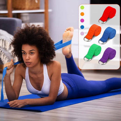 Yoga Strap for Stretching Bulk 6ft Exercise Stretch Band with Metal D Ring Adjustable Pilates Non Elastic Yoga Belt for Women Men Physical Fitness Gym Workout Dance