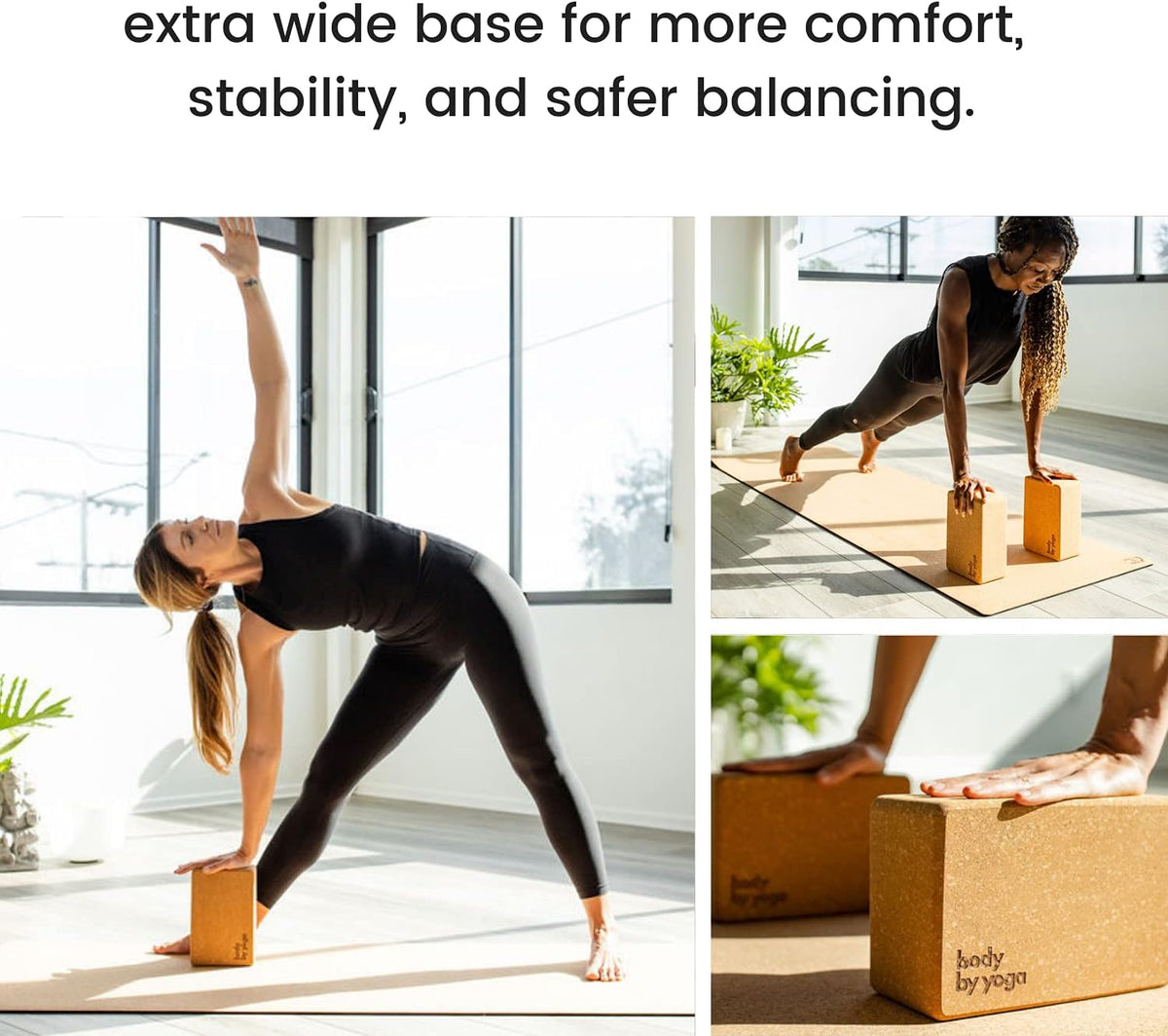 Cork Yoga Blocks 2 Pack – High Density Non Slip with Select Cork Grain for Chip-Resistant Durability | Extra Thick 4” for Support & Stability | Natural, Smooth, and Crumble Free