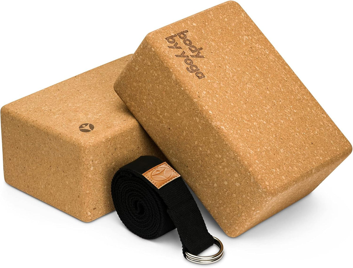 Cork Yoga Blocks 2 Pack – High Density Non Slip with Select Cork Grain for Chip-Resistant Durability | Extra Thick 4” for Support & Stability | Natural, Smooth, and Crumble Free