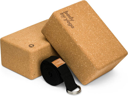 Cork Yoga Blocks 2 Pack – High Density Non Slip with Select Cork Grain for Chip-Resistant Durability | Extra Thick 4” for Support & Stability | Natural, Smooth, and Crumble Free