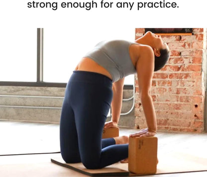 Cork Yoga Blocks 2 Pack – High Density Non Slip with Select Cork Grain for Chip-Resistant Durability | Extra Thick 4” for Support & Stability | Natural, Smooth, and Crumble Free