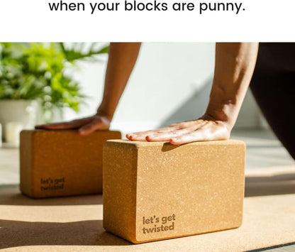 Cork Yoga Blocks 2 Pack – High Density Non Slip with Select Cork Grain for Chip-Resistant Durability | Extra Thick 4” for Support & Stability | Natural, Smooth, and Crumble Free