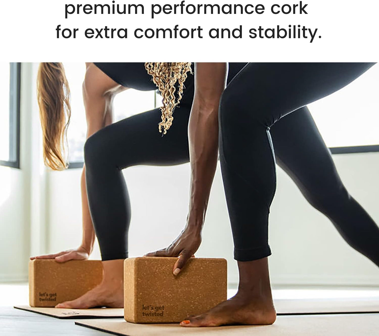 Cork Yoga Blocks 2 Pack – High Density Non Slip with Select Cork Grain for Chip-Resistant Durability | Extra Thick 4” for Support & Stability | Natural, Smooth, and Crumble Free