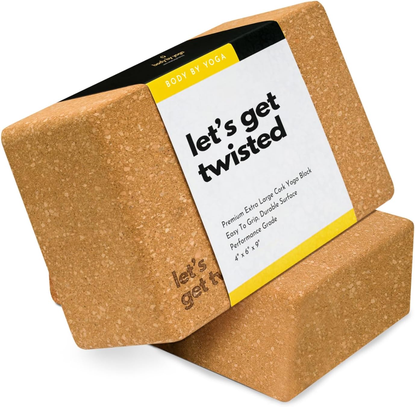 Cork Yoga Blocks 2 Pack – High Density Non Slip with Select Cork Grain for Chip-Resistant Durability | Extra Thick 4” for Support & Stability | Natural, Smooth, and Crumble Free