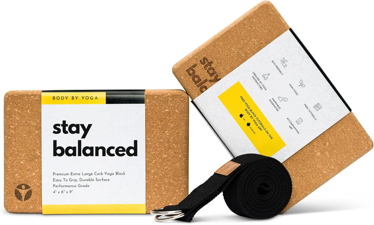 Cork Yoga Blocks 2 Pack – High Density Non Slip with Select Cork Grain for Chip-Resistant Durability | Extra Thick 4” for Support & Stability | Natural, Smooth, and Crumble Free