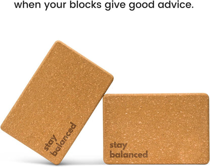 Cork Yoga Blocks 2 Pack – High Density Non Slip with Select Cork Grain for Chip-Resistant Durability | Extra Thick 4” for Support & Stability | Natural, Smooth, and Crumble Free