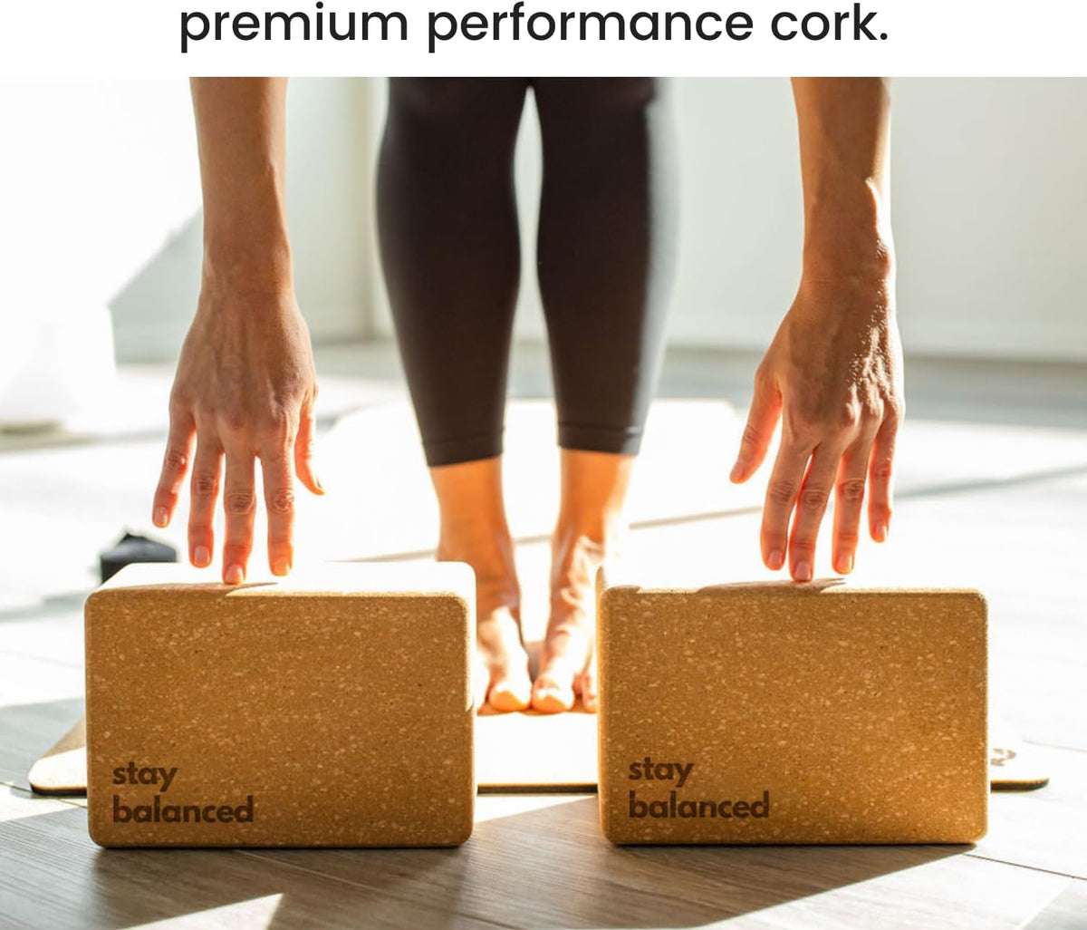 Cork Yoga Blocks 2 Pack – High Density Non Slip with Select Cork Grain for Chip-Resistant Durability | Extra Thick 4” for Support & Stability | Natural, Smooth, and Crumble Free