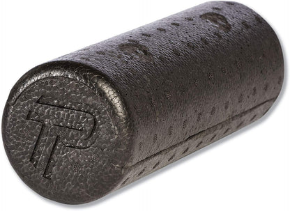 Travel Size Foam Roller, High-Density Black Foam, Flexibility, MyoFascial Release, Compact & Portable, Includes Four-Color Exercise Program Providing Common Foam Rolling Techniques.