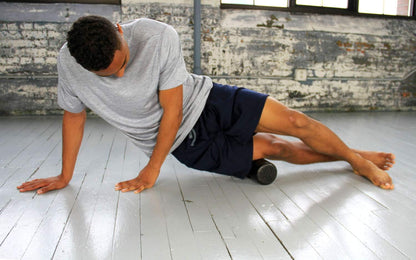 Travel Size Foam Roller, High-Density Black Foam, Flexibility, MyoFascial Release, Compact & Portable, Includes Four-Color Exercise Program Providing Common Foam Rolling Techniques.