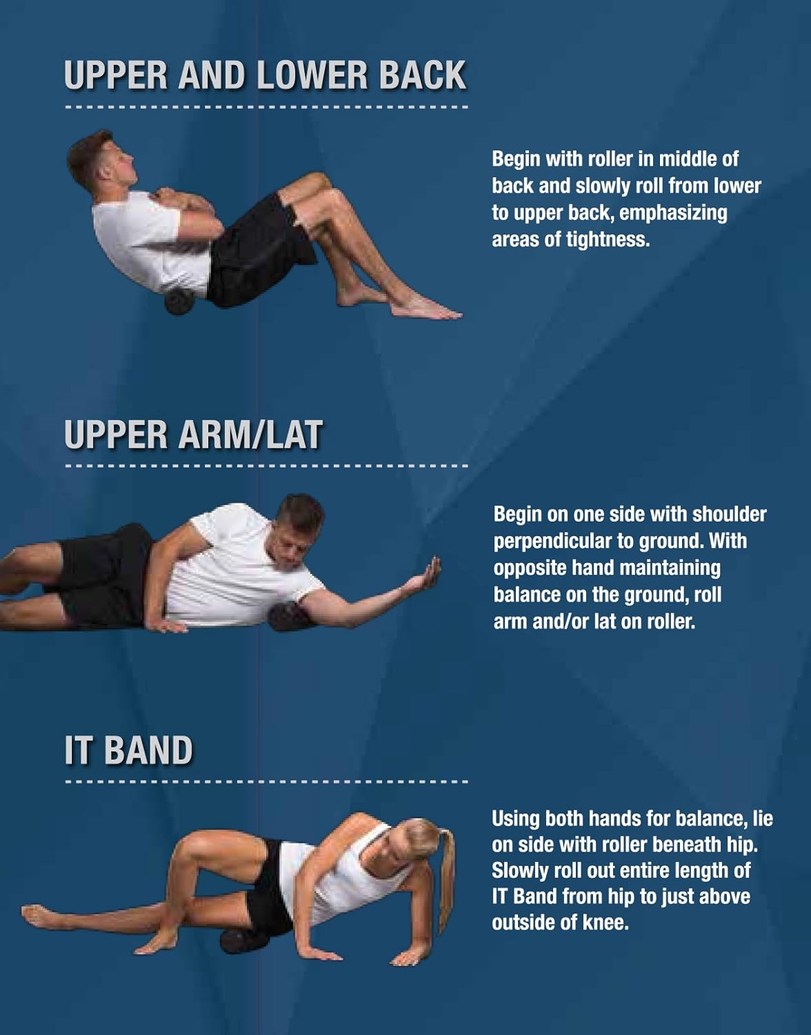 Travel Size Foam Roller, High-Density Black Foam, Flexibility, MyoFascial Release, Compact & Portable, Includes Four-Color Exercise Program Providing Common Foam Rolling Techniques.
