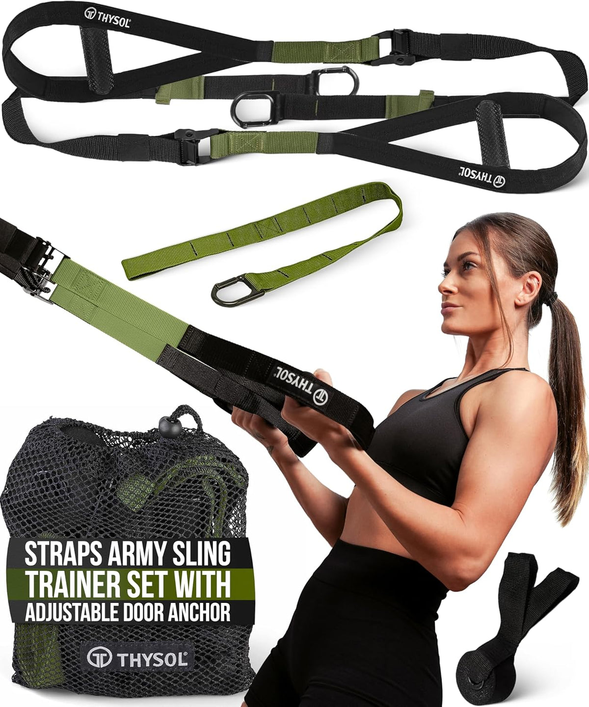 ® Resistance Trainer Pro Xtreme Straps Army | Sling Trainer Set with Adjustable Door Anchor | Fitness Home Workouts - Suitable for Travelling & for Training Indoor & Outdoor