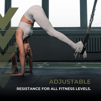 ® Resistance Trainer Pro Xtreme Straps Army | Sling Trainer Set with Adjustable Door Anchor | Fitness Home Workouts - Suitable for Travelling & for Training Indoor & Outdoor